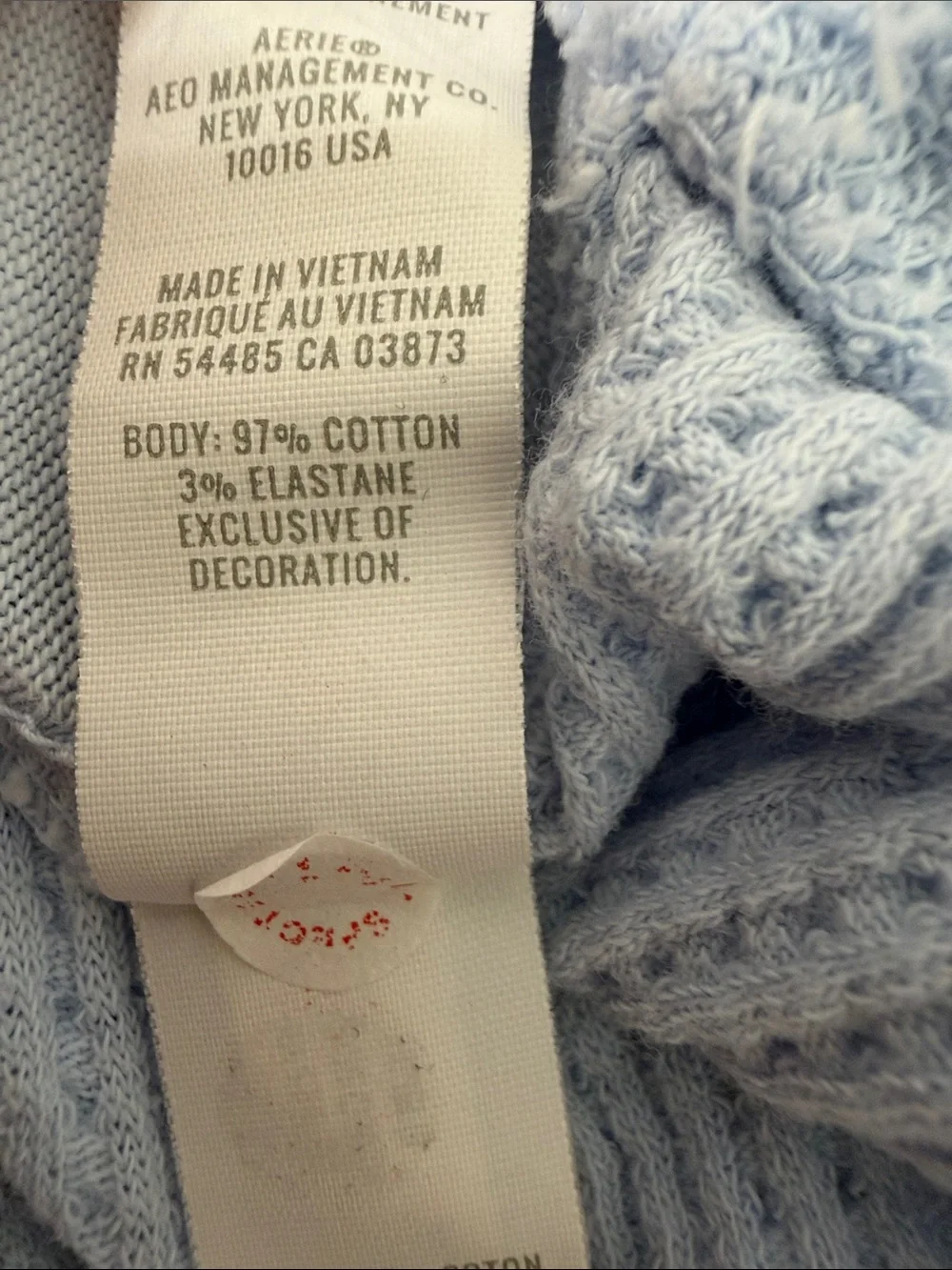 Aerie Offline Pastel Blue Waffle Knit Top - Picture 5 of 5